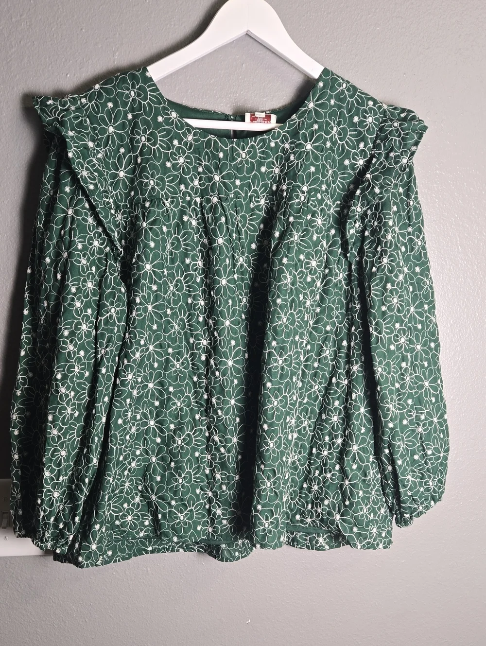 Hayden Los Angeles Green Floral Eyelet Boho Ruffle Sleeve Size 1X